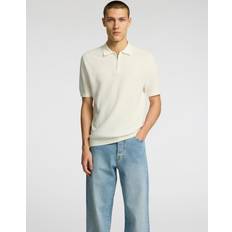 Cran SS Structure Half Zip Knit Polo Egret - Cream