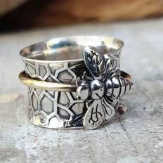 Shein Vintage Boho Honey Bee Spinner Ring - Silvery