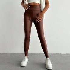 Pleather Clothing Shein Solid High Waist PU Leggings