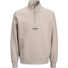 Jack & Jones JJESOHO Half Zip Tryck Sweatshirt Grå