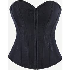 Shein Women Overbust Corset Top With Zipper Lace Up Back Floral Print