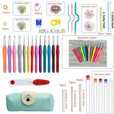 Yarn & Needlework Supplies Shein 77pcs Crochet Hook Set Includes Knitting Needles