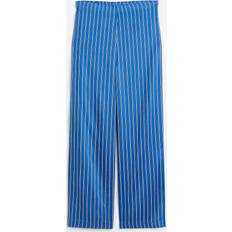 H&M Ladies Striped Satin Trousers - Blue/Striped