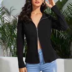 Shein Solid Zip Up Jacket