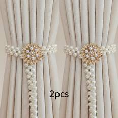 Gardiner & Tillbehör Temu 2pcs Elegant Sunflower Curtain Tiebacks With Adjustable Pearls