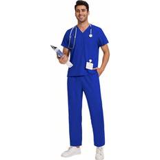 Work Clothing Sets on sale Shein Men's Uniform Lab Work Set V-Neck Tops