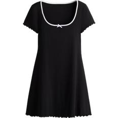 H&M Overlock Detail Flared Skirt Dress - Black