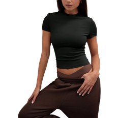 Shein Musera Capped Sleeve Snatched T-Shirt Casual Summer Spring Vacation Basics Everyday Airport Holiday