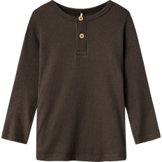 18-24M Bluser & Tunikaer Børnetøj Name It Basis Rib Bluse Kab Delicioso Melange - Brun