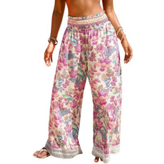 Túnicas de baño & Pareos Cupshe Pantalon Cover Up Floral Taille À Smocks À Poches - Rose