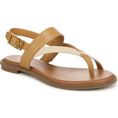 Franco Sarto Slippers & Sandals Franco Sarto Gabby Open Round Toe Slingback Flat Sandals - Multi Tan Faux Leather