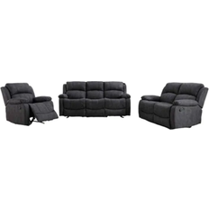 Fabric - Sofa Set Sofas Furniture One Recliner Grey Sofa 192cm 3pcs 3 Seater, 1 Seater, 2 Seater