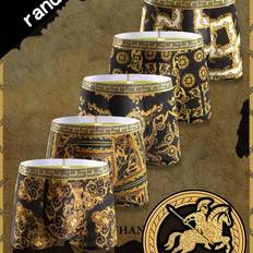 Florals Men's Underwear Temu Elegant Floral Print Boxer Briefs - Black/Golden