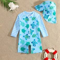 Shein Baby Boy Random Print Beach Vacation Romper Swimsuit