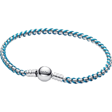 Turkis Armbånd Pandora Blue Cord Snake Chain Bracelet - Silver/Turquoise