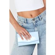 Patent Leather Clutches boohoo Patent Envelope Clutch - Blue