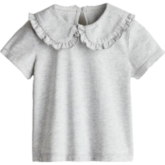 H&M Cotton Top With Collar - Light Gray Melange (1238099002)