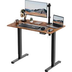 Black Writing Desks VonHaus Electric Standing Height Adjustable Dark Wood Writing Desk 60x100cm