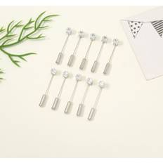 Silver Brooches Shein Rhinestone Decor Scarf Pin 10pcs