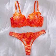 Orange Lingerie Sets Shein Orange Plus Size Lingerie Set 2pcs