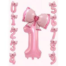 Shein 2pcs Pearlescent Pink Number Bow Foil Balloon