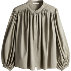 H&M Balloon Sleeved Blouse - Light Khaki Green