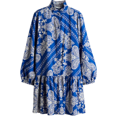H&M Dress with Flounce Collar - Bright Blue