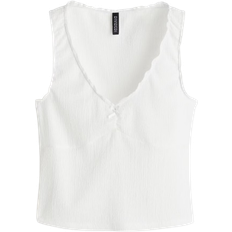 H&M Crinkled Jersey Vest Top - White