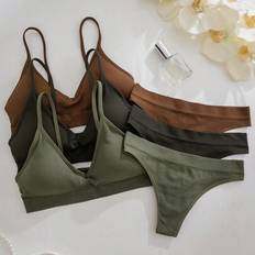 Shein Leisure Series Seamless Wire-Free Underwear Thong Set 6 Pieces
