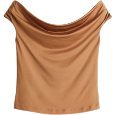 H&M Draped Off The Shoulder Top - Light Brown