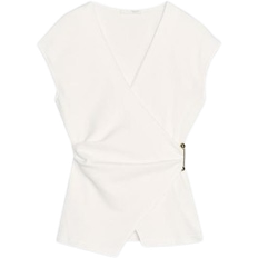 Zara Textured Clasp Top - Oyster White