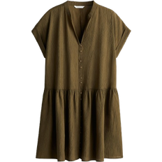 H&M Crinkle Tunic Dress - Dark Khaki Green