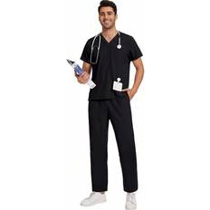 Work Clothing Sets on sale Shein Men's Uniform Lab Work Set V-Neck Tops