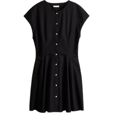 H&M Button Front Cotton Dress - Black