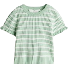 Polyamide Tops Children's Clothing H&M Rib Knit Top - Light Green/Striped (1224475014)