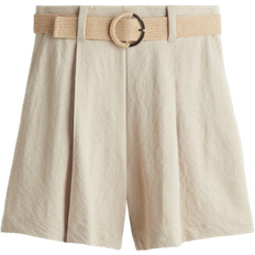 H&M Belted Piqué Shorts - Beige