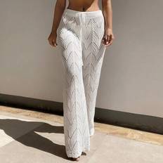 Shein Summer Beach Drawstring Waist Pointelle Knit Cover Up Pants