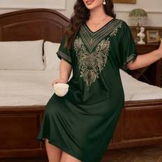 Elastane/Lycra/Spandex Nightgowns Shein Plus Size Vintage Floral Print Nightgown