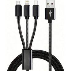 Shein USB A - USB C/Micro USB B/Lightning M-M Black 1m