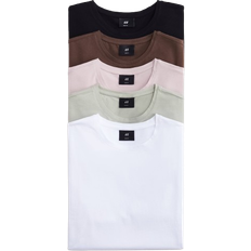 H&M 5-pack Slim Fit T-shirts - Pink/Brown/Green