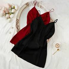 Stretch Negligées Shein Multi-Piece Faux Silk Solid Color Camisole Set