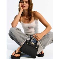 Black Clutches Bershka Textured Minaudiere - Black