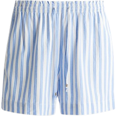 H&M Linen-Blend Drawstring Shorts - White/Blue Striped