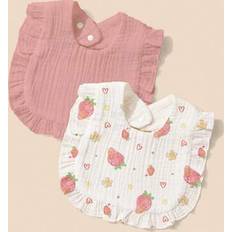 Shein 2pcs Soft Comfortable Strawberry Print Baby Bibs