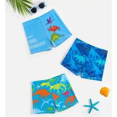 Shein Boys Cute Cartoon Dinosaur Pattern Beach Shorts - Multicolor