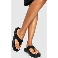 Black Flip-Flops boohoo Wide Fit Faux Suede Chunky Flip Flops - Black