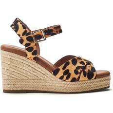 Leather Heeled Sandals Moda In Pelle Jasminium Leopard Print Wedge Sandals - UK 5