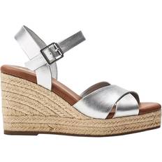 Leather Heeled Sandals Moda In Pelle Jasminium Leather Wedge Sandals - Silver