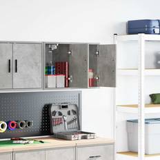 Wall Cabinets vidaXL Concrete Grey Engineered Wood Garage Cabinets 2 Pcs Wall Cabinet