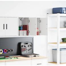 Wall Cabinets vidaXL White Engineered Wood Garage Cabinets Set of 2 Wall Cabinet